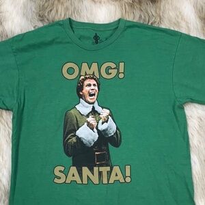 Elf ‘OMG! SANTA’ Will Ferrell Short Sleeve Christmas T-Shirt, XL